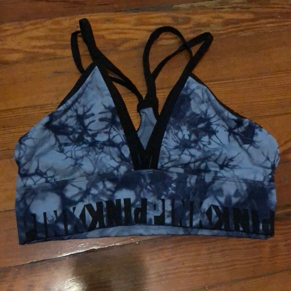 Blue tie dye pink Victoria secret sports bra
